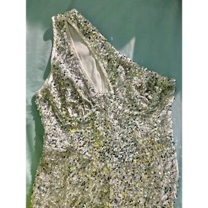 Pretty Little Thing silver/white sequin jumpsuit. SUPER CUTE! I’m just too short